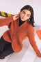 RUST-HIGH NECK CARDIGAN FULL SLEEVES W-POCKET SWEATER (24X-014-66)