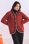 RED-V-NECK FULL SLEEVES CARDIGAN SWEATER (24X-016-66)