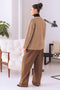 KHAKI-ROUND NECK FULL SLEEVES CARDIGAN SWEATER (24X-017-66)