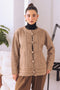 KHAKI-ROUND NECK FULL SLEEVES CARDIGAN SWEATER (24X-017-66)