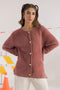 BRICK ROUND NECK FULL SLEEVES CARDIGAN SWEATER (24X-022-66)