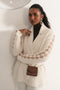 OFF WHITE COAT COLLAR FULL SLEEVES CARDIGAN SWEATER (24X-025-66)