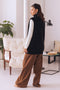 BLACK HIGH NECK SANDO CARDIGAN SWEATER (24X-026-66)