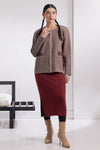 BROWN-ROUND ZIPPER FULL SLEEVES SWEATER (24X-028-66)