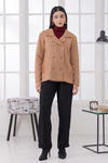 CAMEL-NOTCHED COLLAR FULL SLEEVES CARDIGAN SWEATER (24X-029-66)