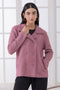 D-PLUM-NOTCHED COLLAR FULL SLEEVES CARDIGAN SWEATER (24X-029-66)