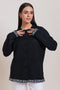 BLACK-ROUND NECK FULL SLEEVES CARDIGAN SWEATER (24X-035-66)