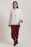 CREAM-ROUND NECK FULL SLEEVES CARDIGAN SWEATER (24X-035-66)