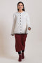 CREAM-ROUND NECK FULL SLEEVES CARDIGAN SWEATER (24X-035-66)