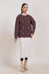 BROWN-ROUND NECK FULL SLEEVES CARDIGAN SWEATER (24X-036-66)