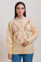 CREAM-ROUND NECK FULL SLEEVES CARDIGAN SWEATER (24X-037-66)