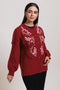 MAROON-ROUND NECK FULL SLEEVES CARDIGAN SWEATER (24X-037-66)