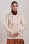 CREAM-ROUND NECK FULL SLEEVES CARDIGAN SWEATER (24X-038-66)