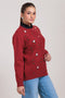 MAROON-ROUND NECK FULL SLEEVES CARDIGAN SWEATER (24X-046-66)