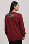 MAROON-V-NECK FULL SLEEVES CARDIGAN SWEATER (24X-048-66)