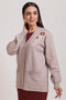 BEIGE-V-NECK FULL SLEEVES CARDIGAN SWEATER (24X-049-66)