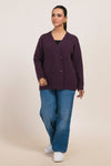 PURPLE-V-NECK FULL SLEEVES CARDIGAN SWEATER (24X-050-66)