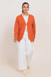 RUST-V-NECK FULL SLEEVES CARDIGAN SWEATER (24X-053-66)