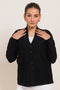 BLACK-V-NECK FULL SLEEVES CARDIGAN SWEATER (24X-058-66)