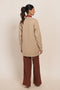 BEIGE-ROUND NECK FULL SLEEVES CARDIGAN W-POCKET SWEATER (24X-066-66)