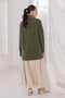 OLIVE-SHAWL COLLAR FRONT OPEN FULL SLEEVES CARDIGAN SWEATER (24X-069-66)