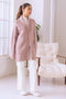 TEA-PINK-SHAWL COLLAR FRONT OPEN FULL SLEEVES CARDIGAN SWEATER (24X-069-66)