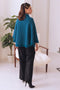 TEAL CAPE STYLE FULL SLEEVES CARDIGAN SWEATER (24X-073-66)