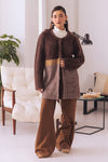 BROWN ROUND NECK FULL SLEEVES CARDIGAN SWEATER (24X-077-66)