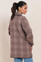 BROWN-NOTCHED COLLAR FULL SLEEVES CARDIGAN SWEATER (24X-081-66)