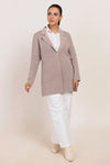 BEIGE-NOTCHED COLLAR FULL SLEEVES CARDIGAN SWEATER (24X-084-66)