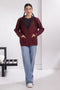 MAROON-NOTCHED COLLAR FULL SLEEVES CARDIGAN SWEATER (24X-088-66)