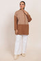 GOLD-MANDARIN COLLAR DROP SHOULDER FULL SLEEVES CARDIGAN SWEATER (24X-089-66)