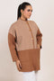 GOLD-MANDARIN COLLAR DROP SHOULDER FULL SLEEVES CARDIGAN SWEATER (24X-089-66)