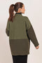 GREEN-MANDARIN COLLAR DROP SHOULDER FULL SLEEVES CARDIGAN SWEATER (24X-089-66)