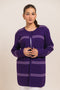 PURPLE-ROUND NECK FULL SLEEVES CARDIGAN SWEATER (24X-090-66)