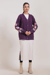 D-PURPLE-FULL SLEEVES CARDIGAN SWEATER (24X-091-66)