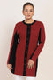 MAROON-ROUND NECK FULL SLEEVES CARDIGAN SWEATER (24X-099-66)