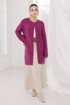 R-PURPLE-ROUND NECK FULL SLEEVES CARDIGAN SWEATER (24X-106-66)