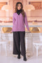 LAVENDER-FULL SLEEVES V-NECK CARDIGAN SWEATER (24X-157-66)