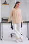 BEIGE-ROUND NECK FULL SLEEVE CARDIGAN SWEATER  (24X-167-66)