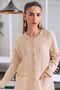 BEIGE-ROUND NECK FULL SLEEVE CARDIGAN SWEATER  (24X-167-66)