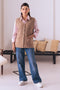 BEIGE-SANDO V-NECK CARDIGAN SWEATER (24X-174-66)