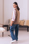 BEIGE-SANDO V-NECK CARDIGAN SWEATER (24X-174-66)