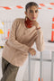 BEIGE-ROUND-NECK FULL SLEEVES CARDIGAN SWEATER (24X-179-66)