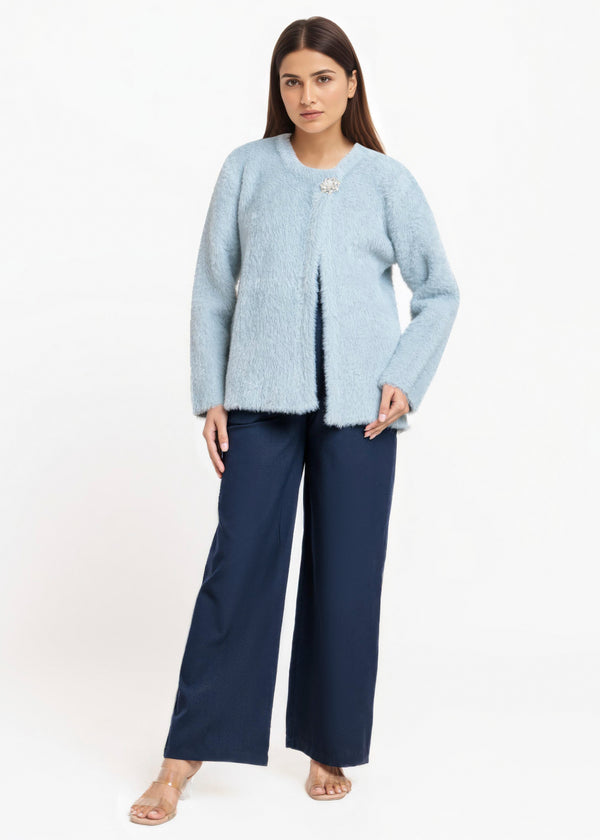 Grey-Round Neck Full Sleeves Cardigan Sweater (25Y-003-67)