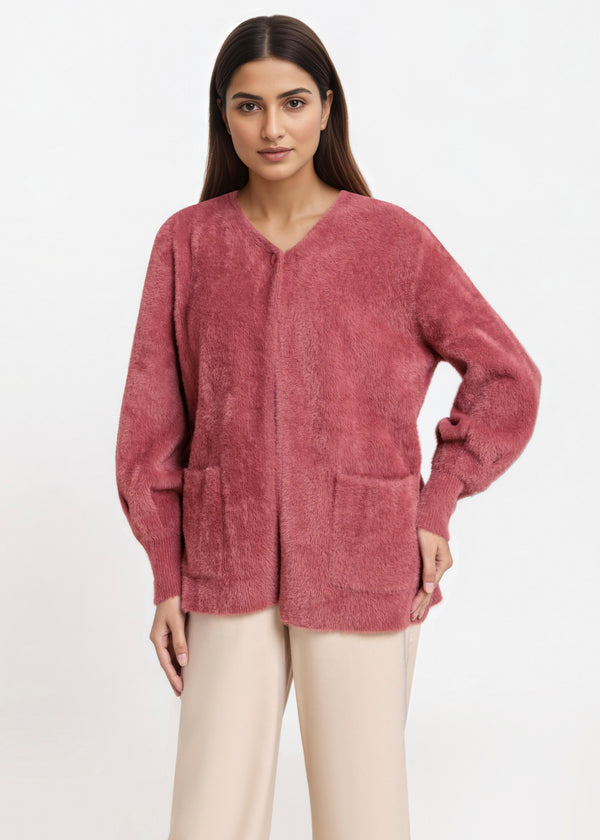 Brick-Round Neck Full Sleeves Cardigan Sweater (25Y-005-67)