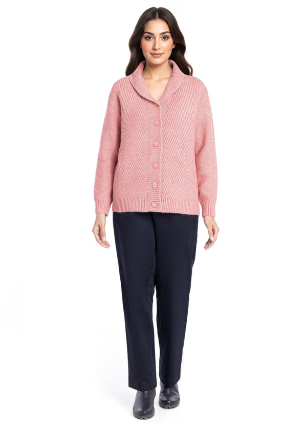 Rose-Shawl Collar Full Sleeves Cardigan Sweater (25Y-008-67)