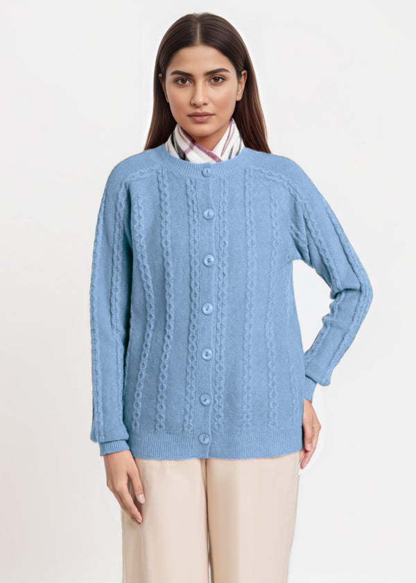 Blue-Round Neck Full Sleeves Cardigan Sweater (25Y-012-67)