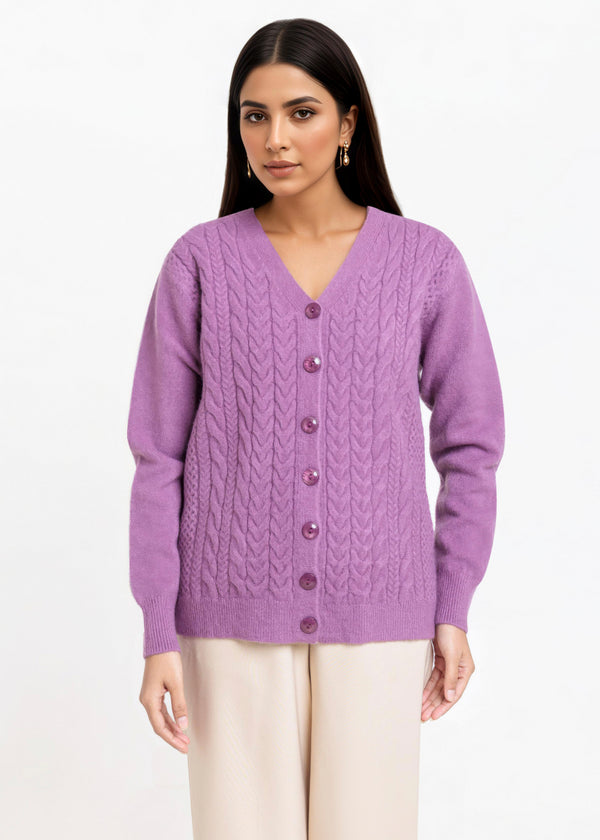 D-Plum-V-Cardigan Full Sleeves Sweater (25Y-015-67)