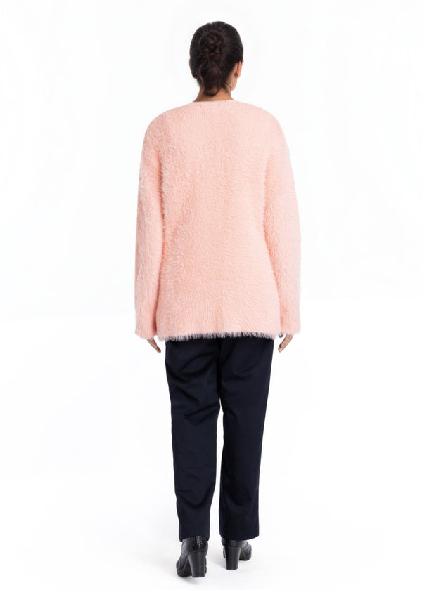 Peach-Round Neck Cardigan Full Sleeves Sweater (25Y-017-67)